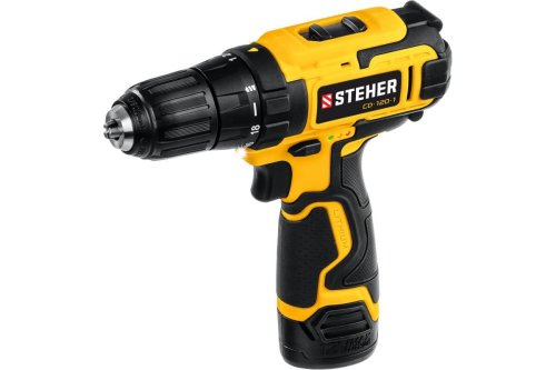 Дрель-шуруповерт аккумуляторная STEHER 12В, 2 АКБ (2Ач), в кейсе, дрель-шуруповерт. CD-120-2 картинка